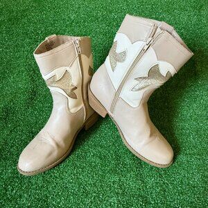 Jessica Simpson Cowgirls Western Beige with Glitter Boots Shoes Girls Size 5